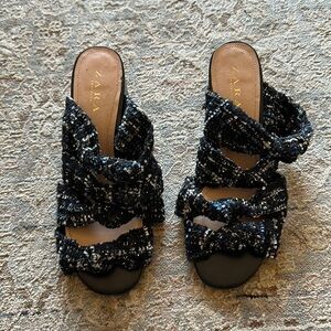 Zara tweed sandals size 41